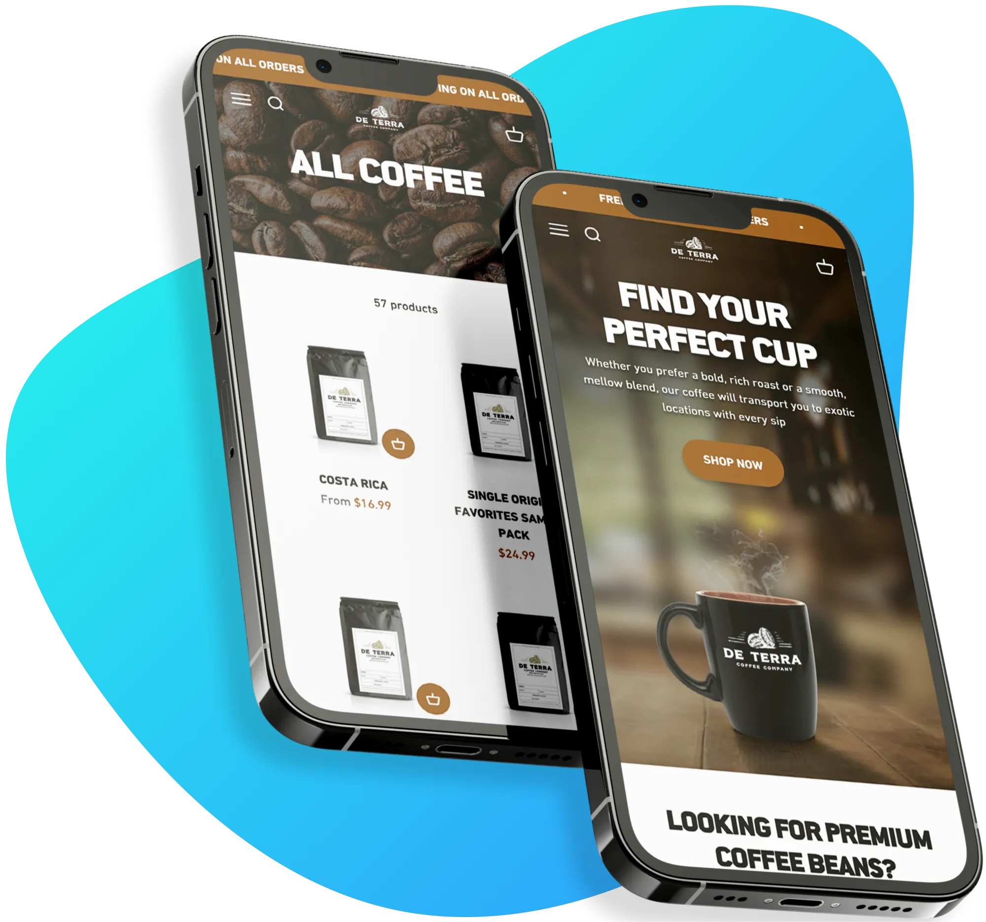 De Terra Coffe website on mobile devices.